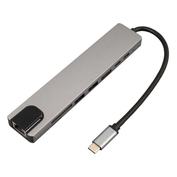 Swat Type-C 8in1 HDMI Macbook - PC - Playstation - Xbox Uyumlu Çok Fonksiyonlu USB 3.0 Dock Station 10/100