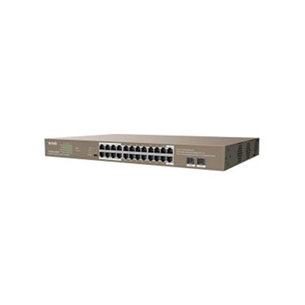 Tenda TEG1126P-24-410W 24 Port PoE+ 10-100-1000 2 Port SFP Switch Çelik Kasa Rack Mount