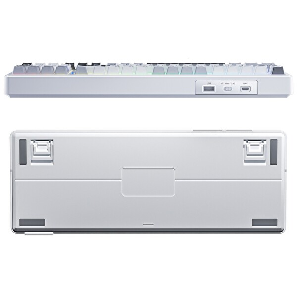 Aula F99 3 Modlu RGB Hot Swap Mekanik Linear GrayWood V3 Switch Kablosuz Makrolu Klavye Gri