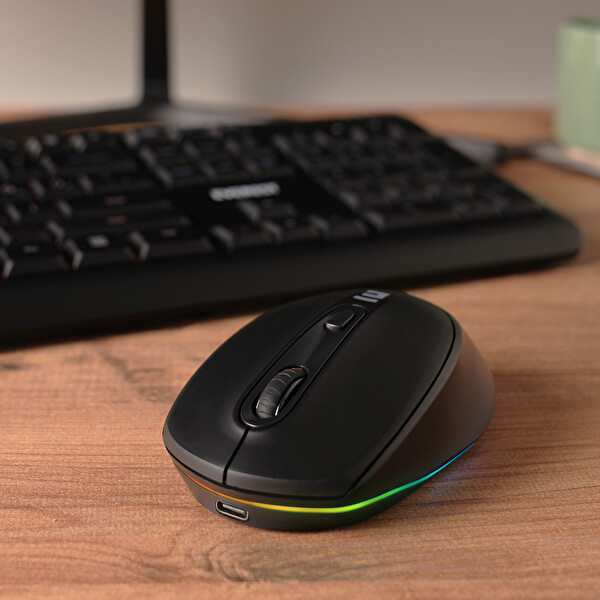 Everest KM-1500 Siyah Kablosuz Rainbow Aydınlatmalı Q Multimedia Klavye ve Mouse Seti