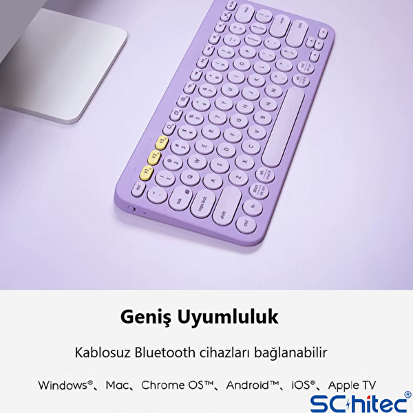 ScHitec Çift Cihaz Bağlantı Özellikli Klavye ve Mouse Set 2.4G+BT Beyaz KM902