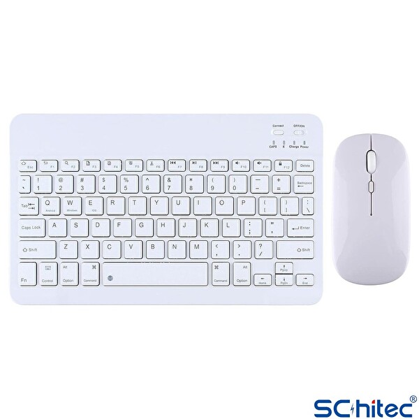 ScHitec Kablosuz Klavye ve Mouse Set Type-C Şarjlı Bluetooth 2.4G Bağlantlılı Beyaz