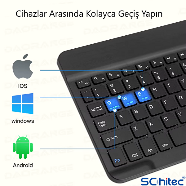 ScHitec Kablosuz Klavye ve Mouse Set Type-C Şarjlı Bluetooth 2.4G Bağlantlılı Beyaz