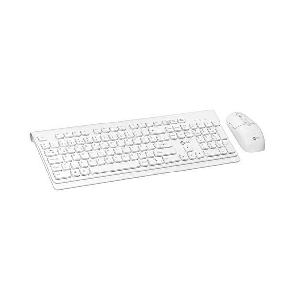 Lecoo KW203 Kablosuz Türkçe Q Ergonomik Klavye - Mouse Seti Beyaz