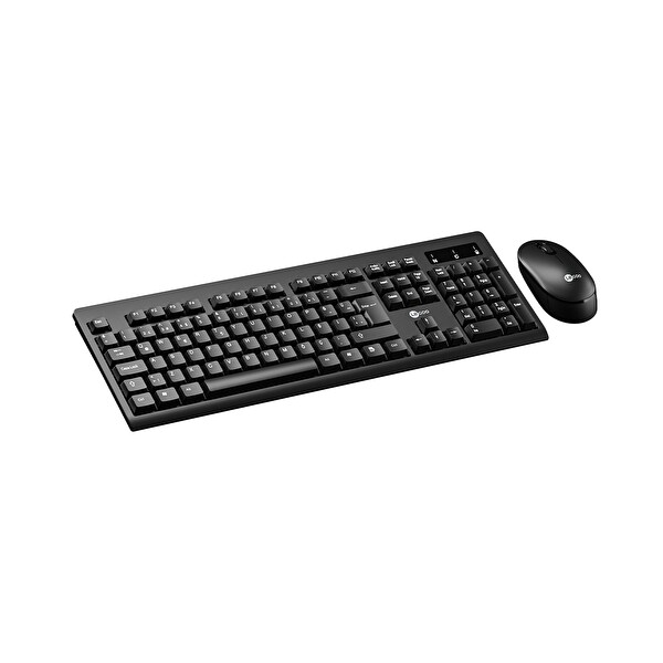 Lecoo KW210 Kablosuz Türkçe Q Ergonomik Klavye - Mouse Seti Siyah