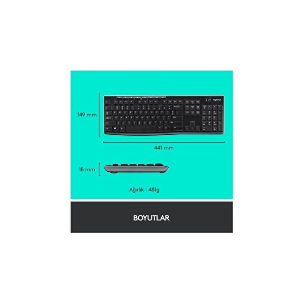 Logitech MK270 Kablosuz İngilizce Q Klavye ve Mouse Seti