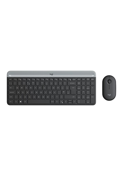 Logitech MK470 Kablosuz İnce İngilizce Q Klavye - Mouse Seti Siyah