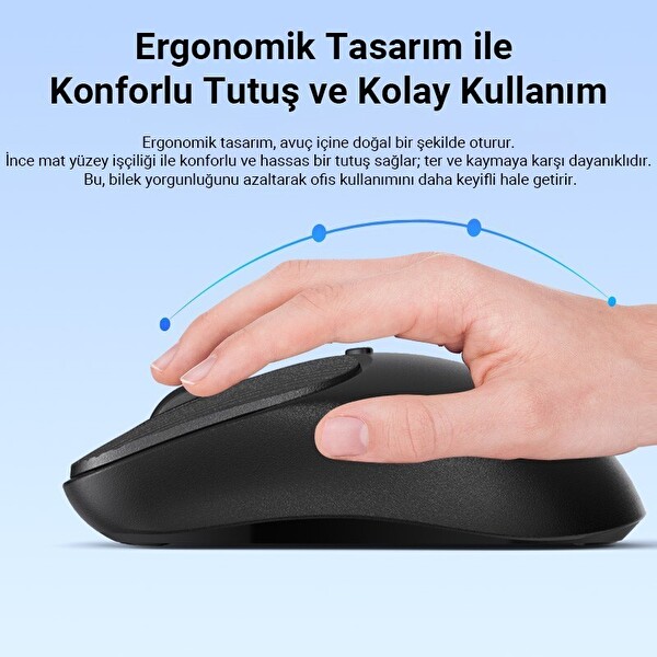 DM K17 Dual Mode Bluetooth ve 2.4GHz Kablosuz 1200DPI Ergonomik Optik Mouse