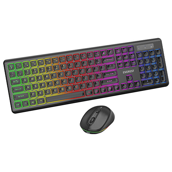 Everest KM-319BT Siyah 2.4G+BT1+BT2 Çoklu Cihaz Bağlantılı Q Set Kablosuz Klavye - Mouse