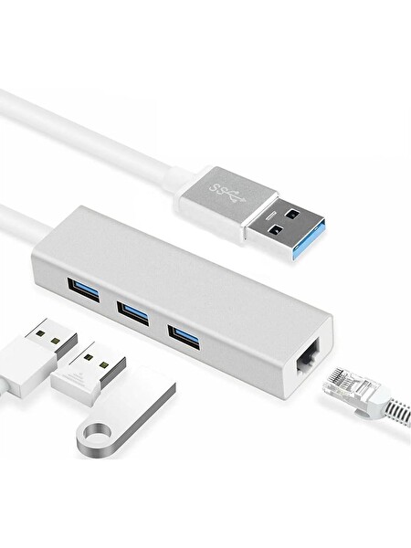 Daytona FC06 3 Bağlantı Noktalı USB 3.0 To 3usb3.0 10/100 Mbps Ethernet Kablolu Çoklayıcı Adaptör
