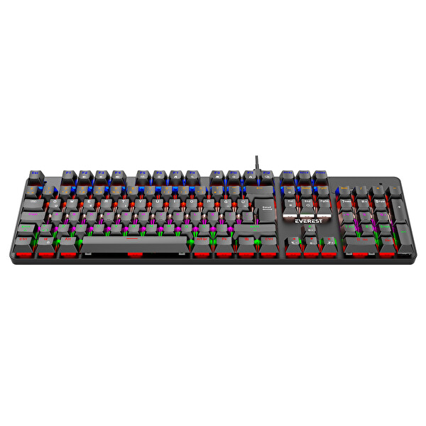 Everest KB-MK1 Lumos Siyah USB Rainbow Aydınlatmalı Red Switch Full Anti-Ghosting Mekanik Gaming Oyuncu Klavyesi