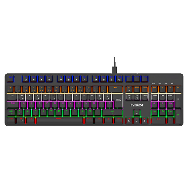 Everest KB-MK1 Lumos Siyah USB Rainbow Aydınlatmalı Red Switch Full Anti-Ghosting Mekanik Gaming Oyuncu Klavyesi