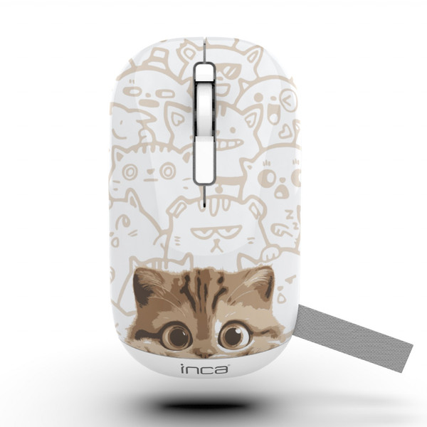 Inca IWM-242K Bluetooth - Wireless Double Mod Rechargeable Kedi Desenli Sessiz Mouse
