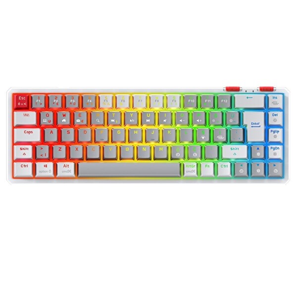Rampage Yoru Mini Q Outemu Red Switch RGB Type-C Mekanik Gaming Klavye Gri Beyaz