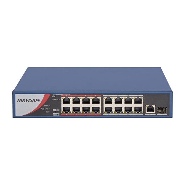 Hikvision DS-3E0318P-E/M(B) 16 Port PoE 130W 10-100 Mbps - 1xGB 1xSFP Uplink Switch