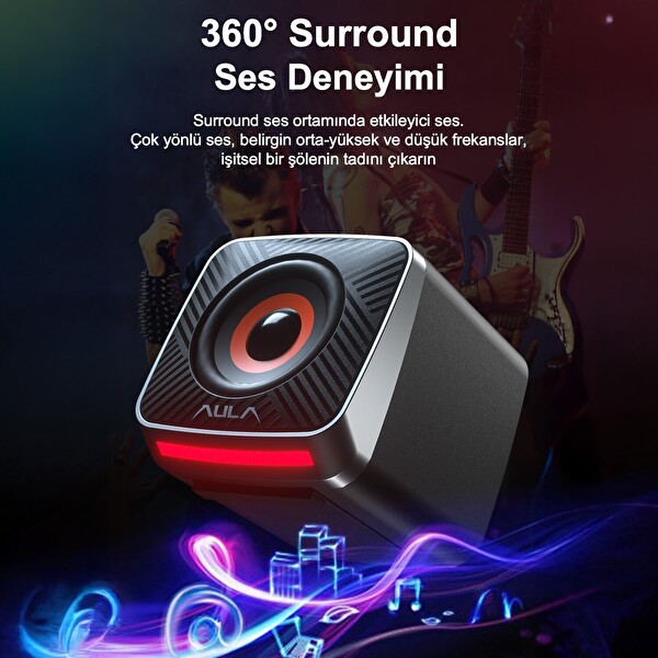 Aula A200 RGB Işıklı Masaüstü Gaming 3.5 MM Jack Bilgisayar Hoparlörü