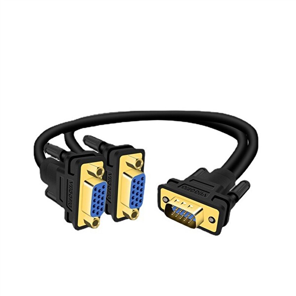 VegGieg VGA Splitter Kablo 1 Erkek To 2 Dişi Görüntü Çoklayıcı Ayırıcı Y Adaptör