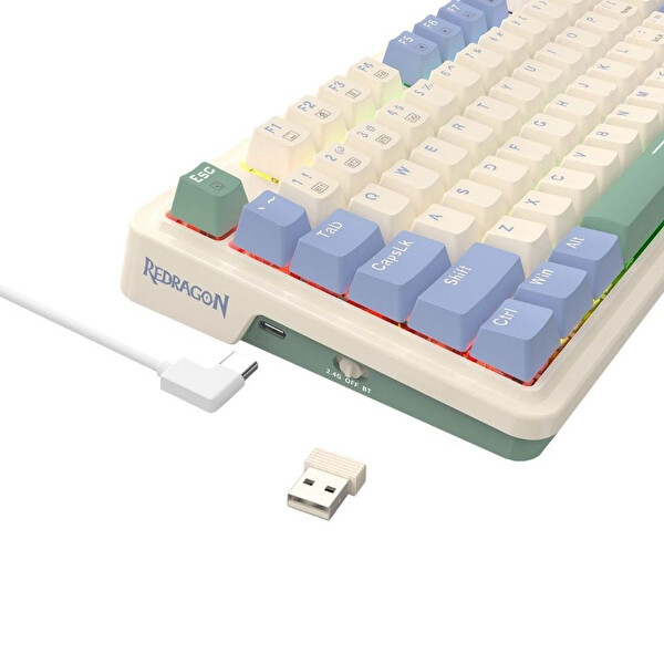 Redragon Ucal Pro K673CPG-RGB-PRO Beyaz Kablosuz Klavye