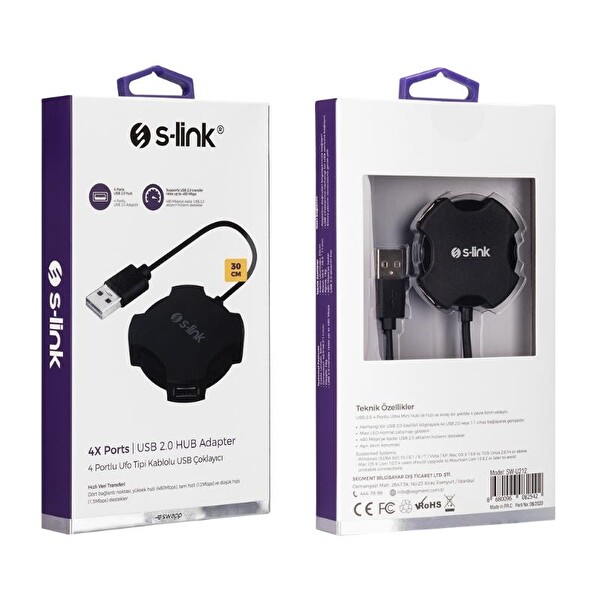 S-Link Swapp SW-U212 4 Port USB 2.0 Siyah Çoklayıcı