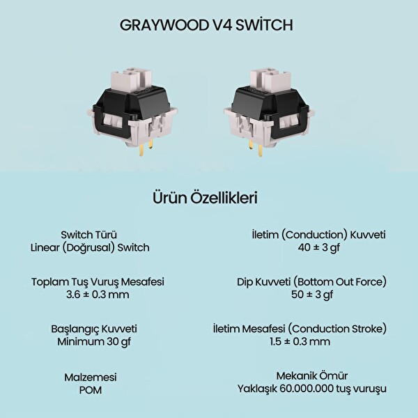 Aula Leobog GrayWood V4 Lineer 100 Adet Mekanik Switch