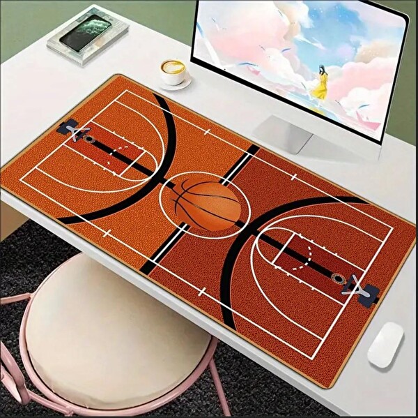 Sge Teknoloji 70x30 CM Basketbol Sahası Temalı Kaydırmaz Taban Speed Yüzey Gaming Mouse Pad