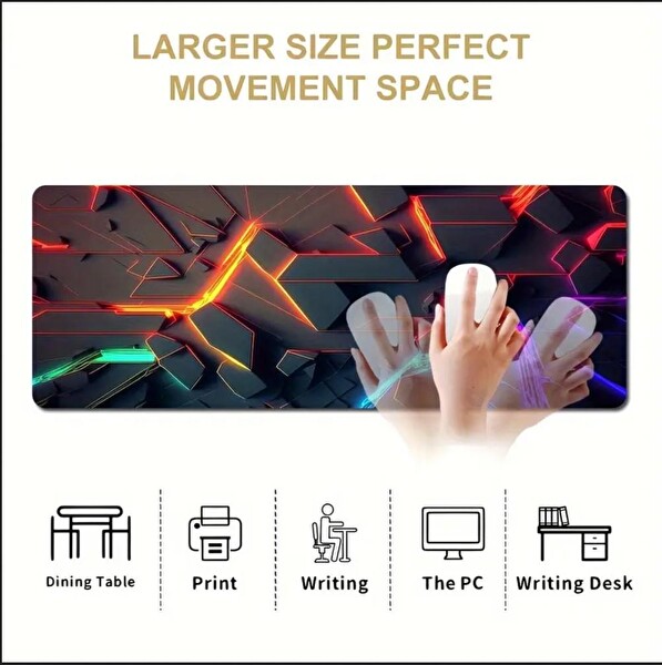 Sge Teknoloji 70x30 CM 3D Boyut Tasarımı Kaydırmaz Taban Speed Yüzey Gaming Mouse Pad