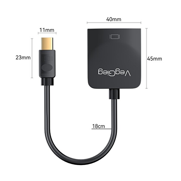 VegGieg 4K 30Hz Mini DisplayPort (DP) Erkek to HDMI Dişi Aktif Çevirici Adaptör Kablo