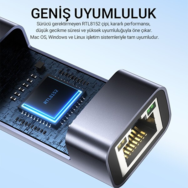 VegGieg USB 2.0 to 100 Mbps RJ45 Lan Ethernet İnternet Bağlantı Çevirici Dönüştürücü Adaptör