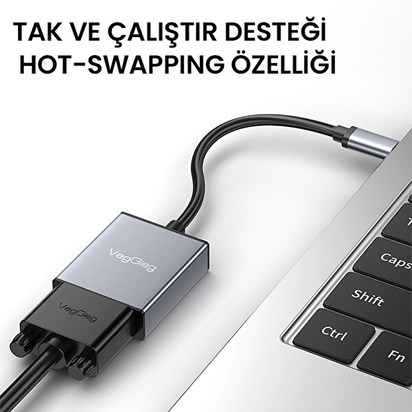 VegGieg Type-C to VGA 1080P 60Hz Çevirici Dönüştürücü Kablo Adaptör