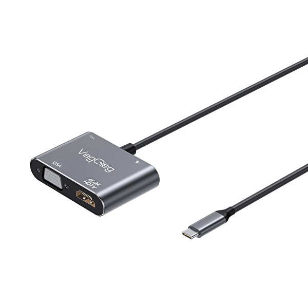 VegGieg Type-C 4K HDMI 1080P VGA USB 3.0 PD Dönüştürücü Çevirici Hub