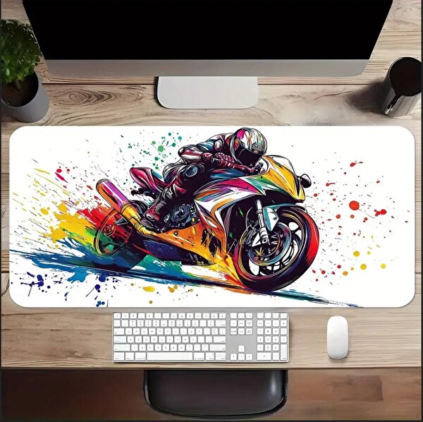 Sge Teknoloji 70×30 CM Yarış Motosikleti Temalı Kaydırmaz Taban Speed Yüzey Gaming Mouse Pad