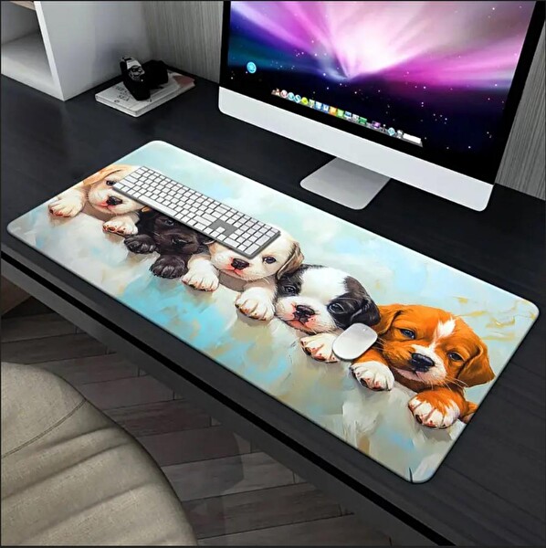 Sge Teknoloji 70×30 CM Sevimli Köpek Temalı Kaydırmaz Taban Speed Yüzey Gaming Mouse Pad