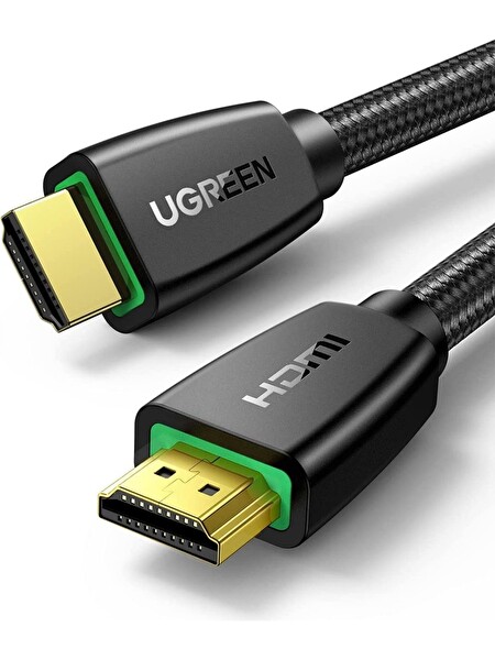 Ugreen 40414 HD118 HDMI Kablo 4K 18GB/s HDMI 2.0 Örgülü Görüntü ve Ses Aktarma Kablosu Siyah 10 Metre