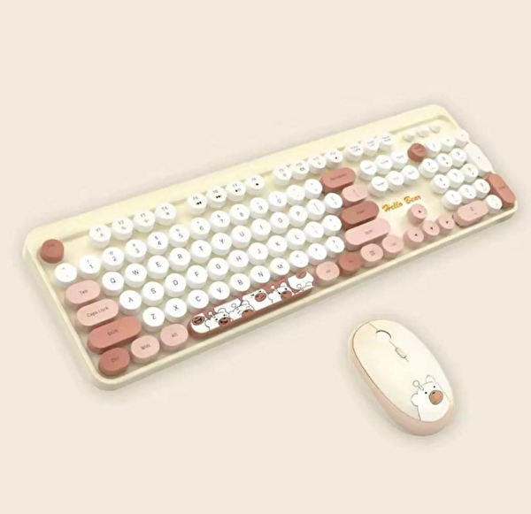 Evimdeyokyok Hello Bear Sütlü Çay Klavye ve Mouse Seti