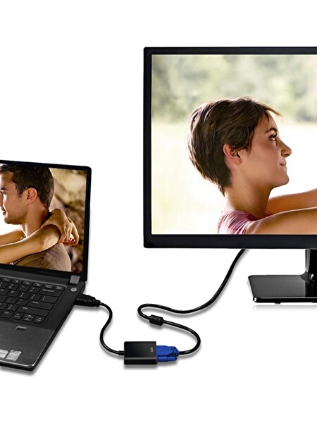 Lunatic 8744 HDMI to VGA Dijital Görüntü Çevirici Aparat Siyah - HDMI Çıkışlı Bilgisayarlar için VGA Girişli Monitör Uyumu