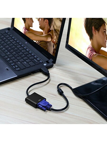 Lunatic 8744 HDMI to VGA Dijital Görüntü Çevirici Aparat Siyah - HDMI Çıkışlı Bilgisayarlar için VGA Girişli Monitör Uyumu