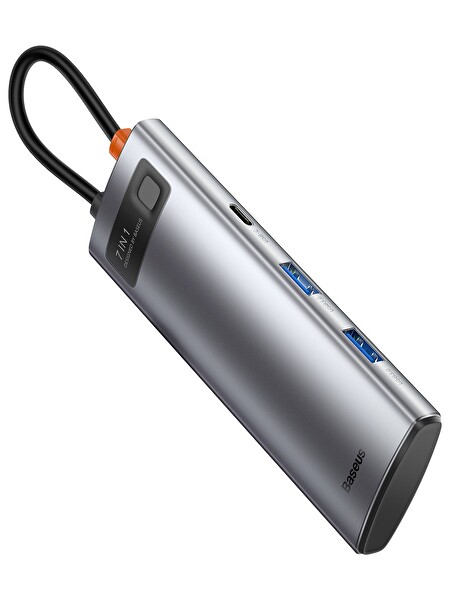 Baseus WKWG020113 Metal Gleam Series 7in1 Multifonksiyonel Type-C Hub Adaptör Docking Station