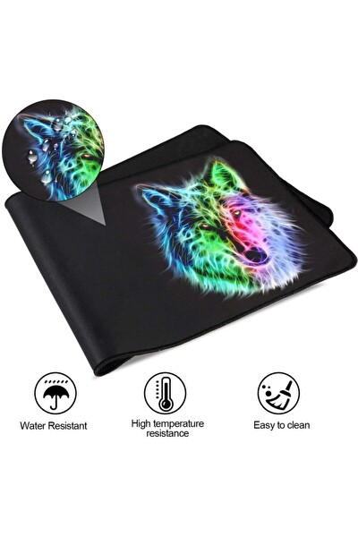 Sge Teknoloji Kurt 70x30 CM Speed Kaymaz Taban Dikişli Oyuncu Gaming Mouse Pad