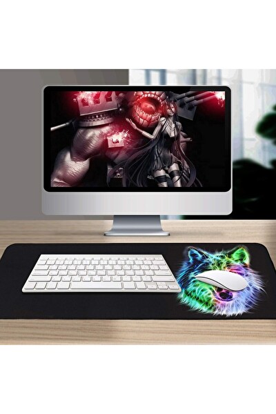 Sge Teknoloji Kurt 70x30 CM Speed Kaymaz Taban Dikişli Oyuncu Gaming Mouse Pad