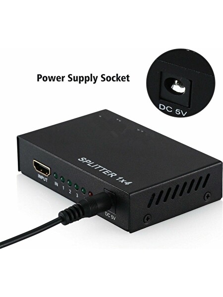 Anunnaki 4 Port HDMI Splitter 4K UHD Full HD 1080P Monitör Çoklayıcı Adaptör