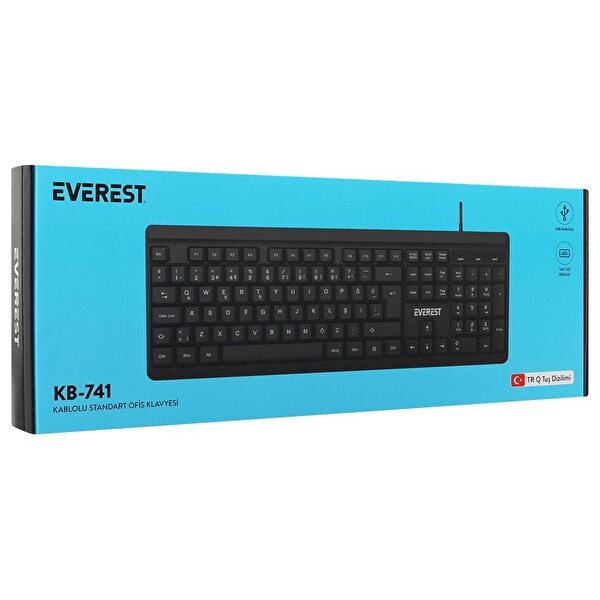 Everest KB-741Q Siyah-Gri USB 2 M Bakır Kablolu Usb Q Klavye