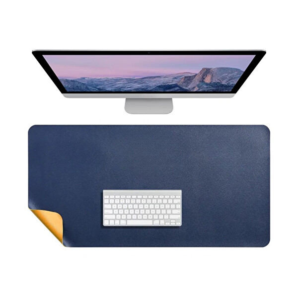 McStorey Deri Masa Matı Kaymaz Dayanıklı Masa Üstü Mat 2 MM 90x45 CM Lacivert MousePad