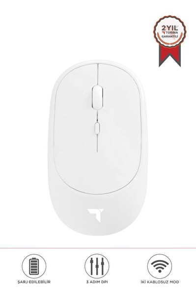 Torima TM-16 Beyaz Kablosuz Çift Modlu Sessiz Mouse Fare