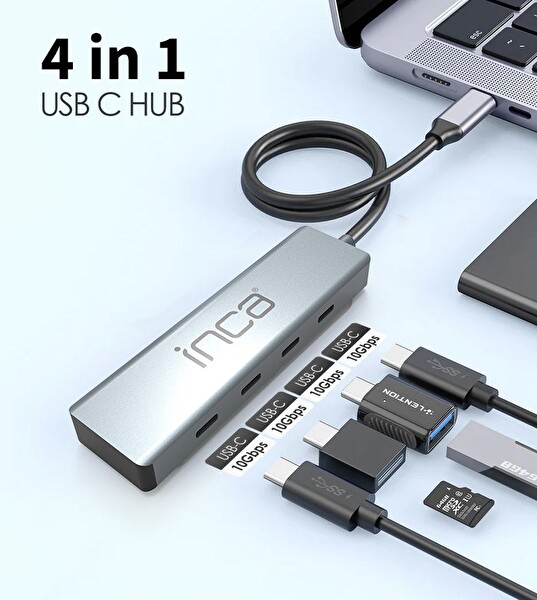 Inca ITPT-4TX 4 Port Type-C 3.1 10Gbps Type-c Çoklayıcı