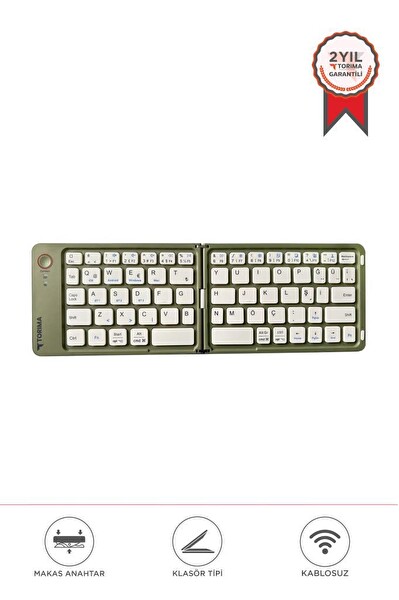 Torima TK-08 Yeşil Kablosuz Katlanabilir Şarjlı Taşınabilir Mini Bluetooth Klavye