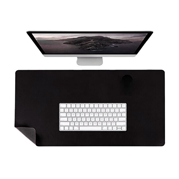 McStorey 60x30CM Deri Çift Taraflı Kaymaz Ve Su Geçirmez Siyah Mouse Pad