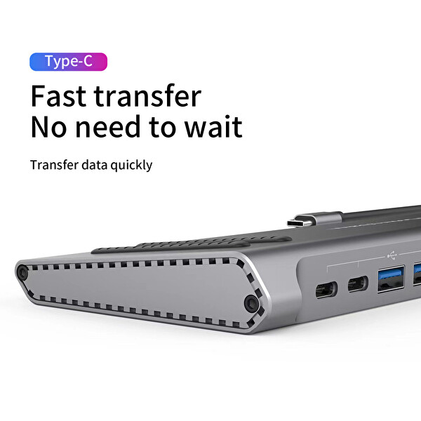 Flagen 14 in 1 Çok Fonksiyonlu USB-C Hub ve Stand 10 Gbps PD VGA HDMI Audio Girişli