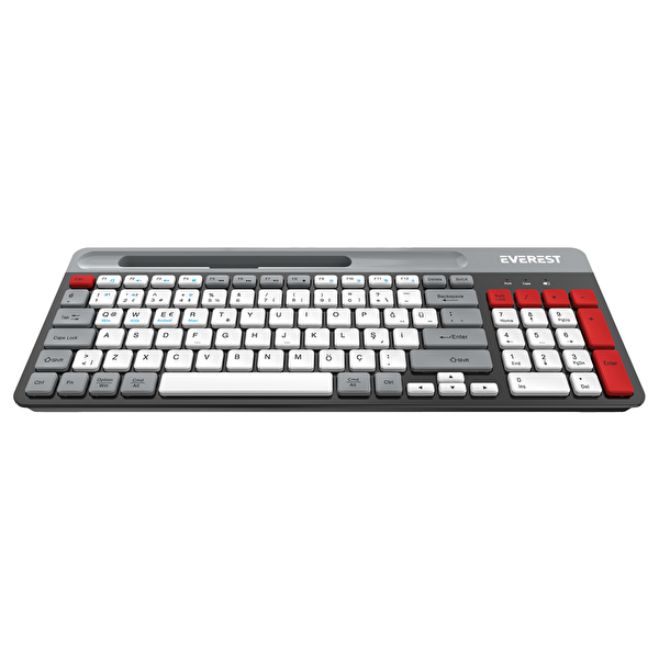 Everest KB-88 RUBY Beyaz - Gri 2.4G - BT1 - BT2 Çoklu Cihaz Bağlantılı Q Kablosuz Klavye