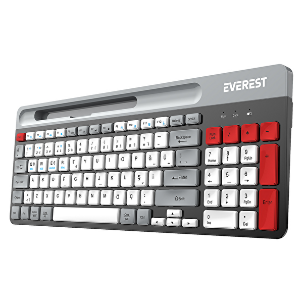 Everest KB-88 RUBY Beyaz - Gri 2.4G - BT1 - BT2 Çoklu Cihaz Bağlantılı Q Kablosuz Klavye
