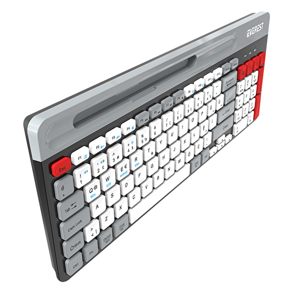 Everest KB-88 RUBY Beyaz - Gri 2.4G - BT1 - BT2 Çoklu Cihaz Bağlantılı Q Kablosuz Klavye